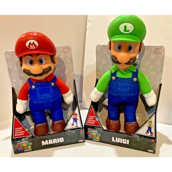 The Super Mario Bros Movie Mario & Luigi 14” 2023 Poseable Plush Figure New Set